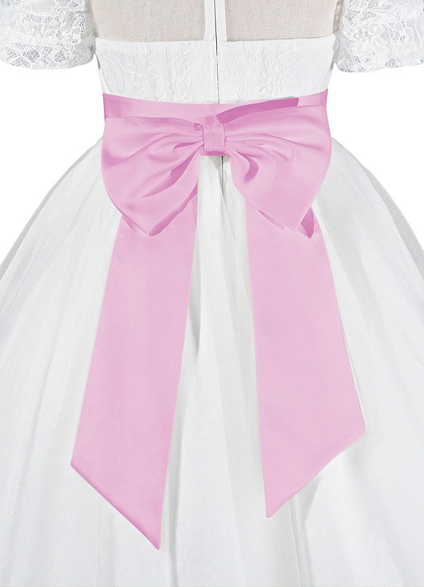 front Farblich passende Schärpe aus mattem Satin mit Schleife auf der Rückseite
