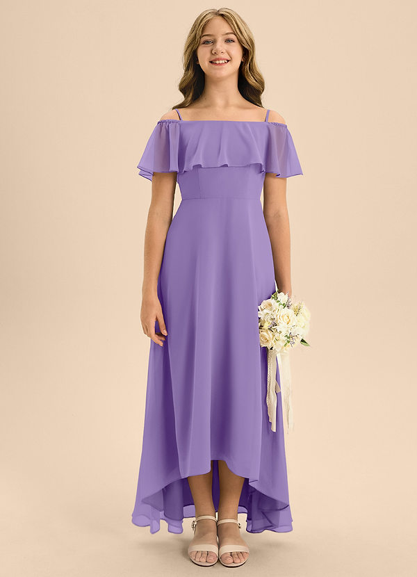 Azazie Maggie Junior Tahiti A-Line Off the Shoulder Chiffon Dress image1