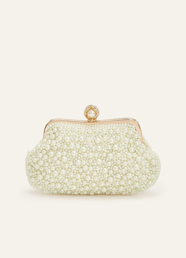 front Pearl Beaded Clutch Bag