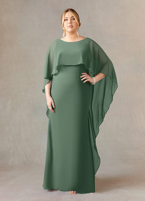 Azazie Dion Brautmutterkleider Etui Schaufel Stretch-Krepp Kleid Eukalyptus image1