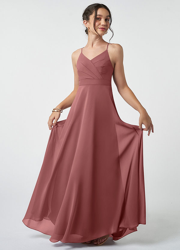 Azazie Avelina Junior Amethyst A-Line Pleated Chiffon Dress image1