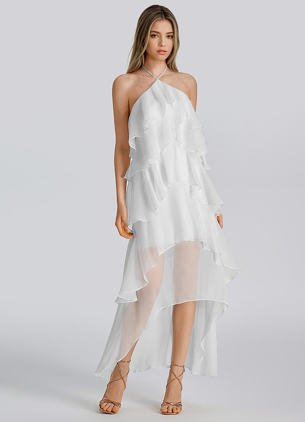 June Wit A-lijn chiffon midi-jurk image1