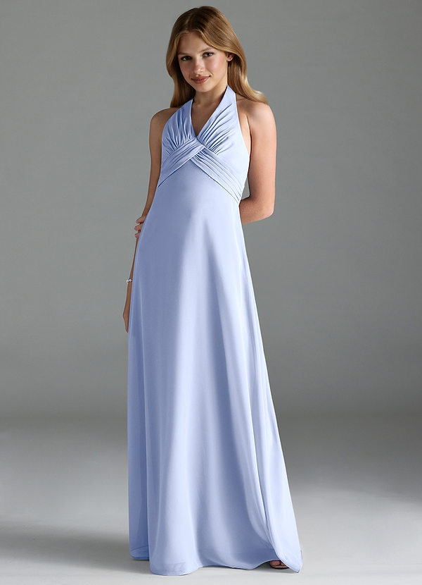 Azazie Tessie Junior A-Linie Plissee Chiffon Kleid Eis image1