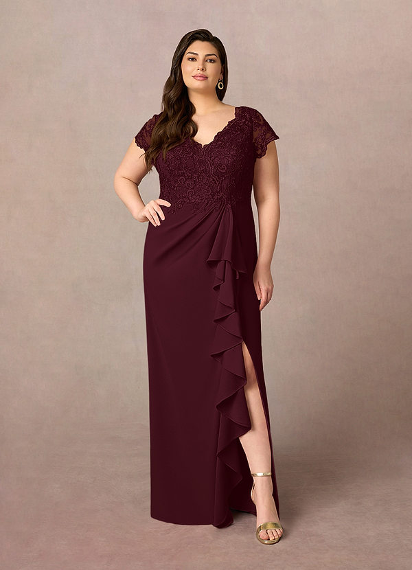 Azazie Carmen Moeder van de Bruid Jurken Kolom Jurk van Kant Cabernet image1