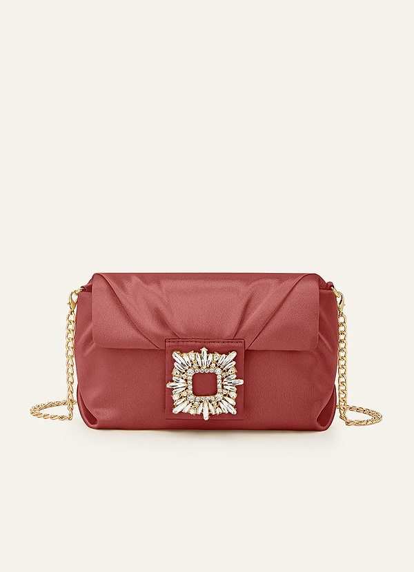 front Matchande färg stretchig satin strass kuvertväska med fyrkantigt spänne