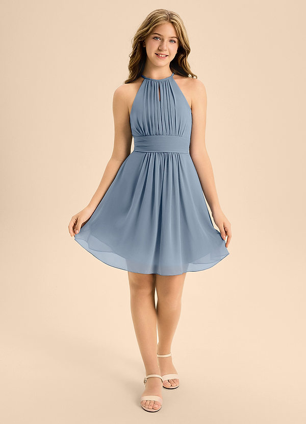 Azazie Bonnie Junior A-Linie Plissee Chiffon Kleid Zwielichtviolett image1
