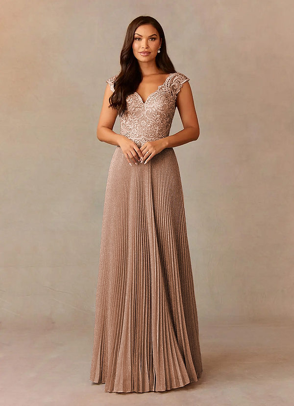 Upstudio Vandalia Mother of the Bride Dresses Dusty Rose A-Line V-Neck Shimmer Knit Dress image1