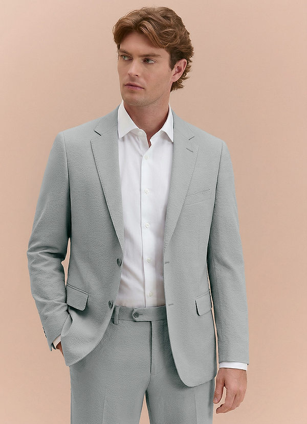Miles Light Grey Seersucker Suit Jacket | Classic Regular Suit