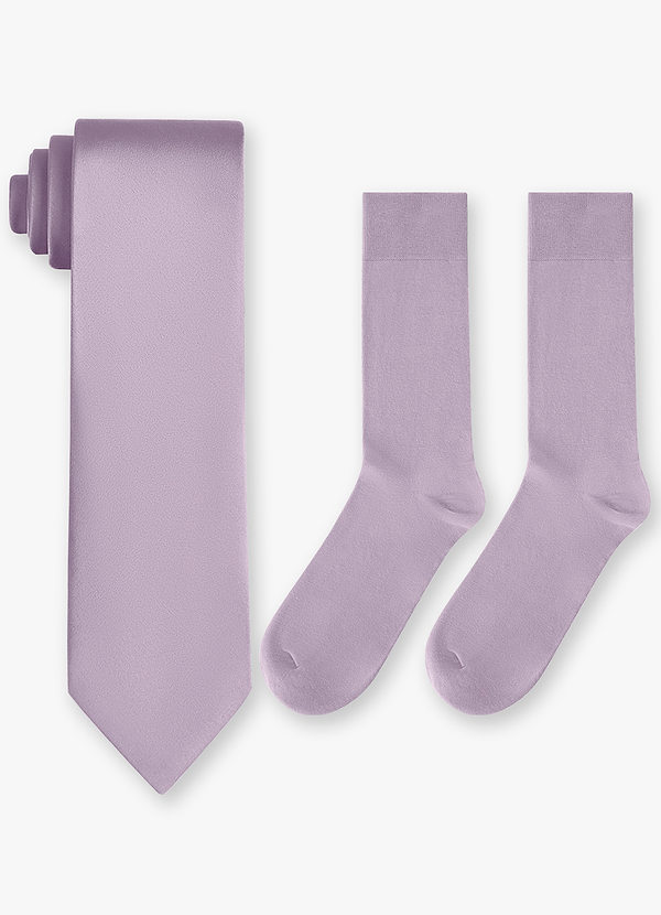 front Conjunto de corbata fina de satén elástico y calcetines de algodón a juego