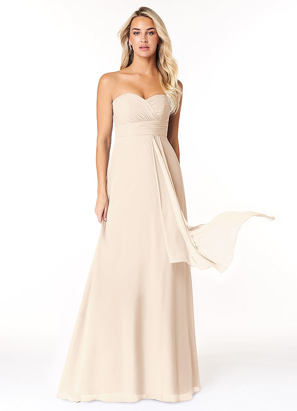 Azazie Verde Bridesmaid Dresses A-Line Strapless Chiffon Floor-Length Dress image1