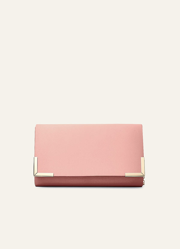 front Matching Color Matte Satin Envelope Clutch Bag