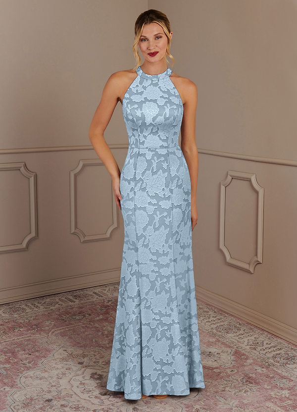 Azazie Tyra Vestidos de Madre de la Novia Vestido de Azul Cielo de Devorado Floral de Sirena image1