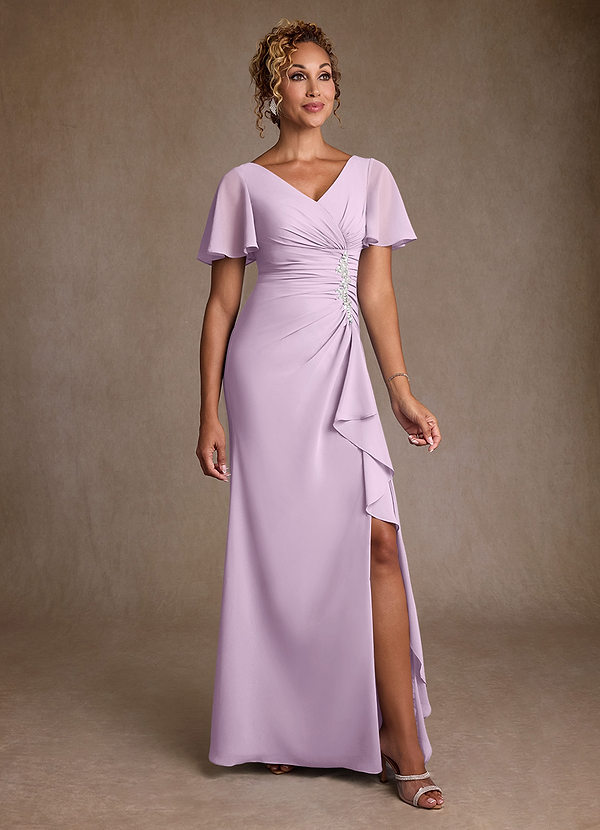 Azazie Suffolk Robe Mère de la Mariée & du Marié Robe Trapèze en Mousseline de soie Plissée Frostiges Flieder image1