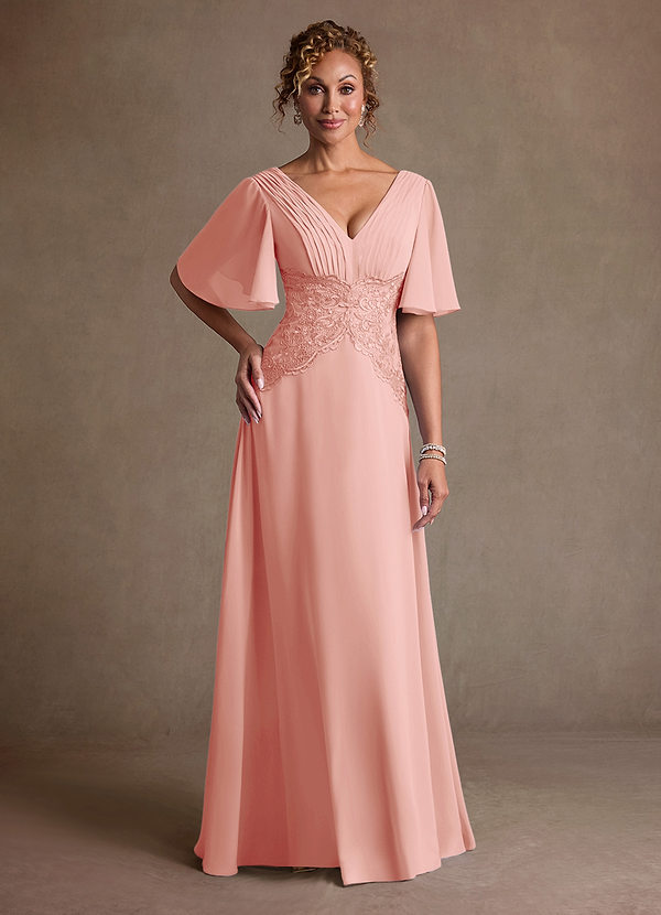 Azazie Milliat Robe Mère de la Mariée & du Marié Robe Trapèze en Mousseline de soie Dentelle Rosette image1