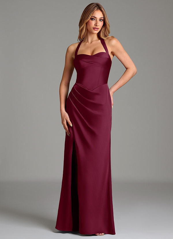 Azazie Serenity Vestidos de dama de honor Vestido Mora de Satén Elástico de Corte Sirena con Escote corazón image1