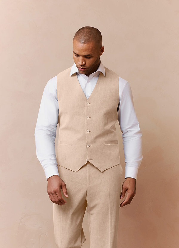 Savile Tan Wool Blend Suit Vest | Classic Regular Suit Vests | Azazie