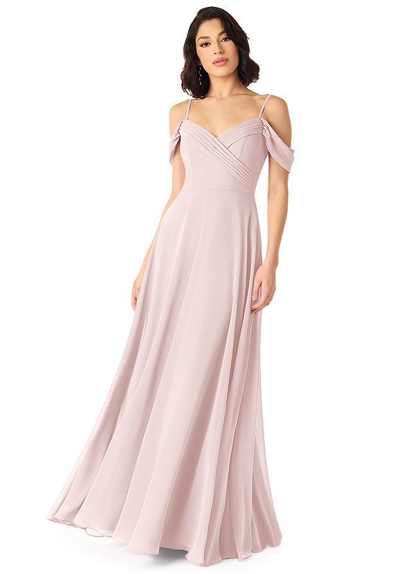 Azazie Tancie Bridesmaid Dresses Blushing Pink A-Line Off the Shoulder Chiffon Convertible Dress image1