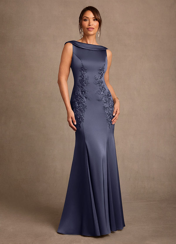 Franny Vestidos para la madre de la novia Vestido Tormenta de Satén Elástico de Corte Recto con Encaje image1