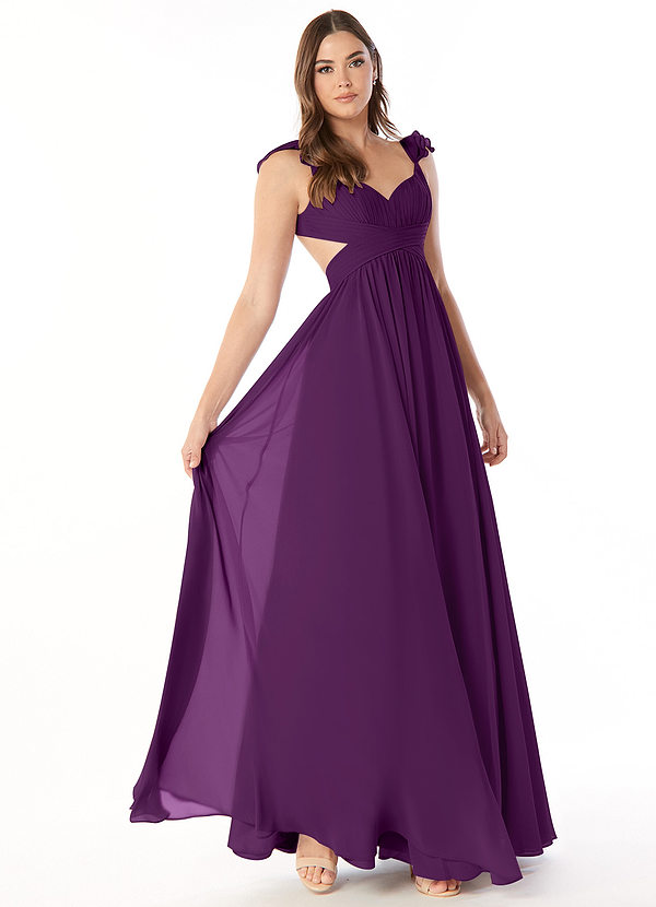 Azazie Kasia Bridesmaid Dresses A-Line Ruched Chiffon Floor-Length Dress image1
