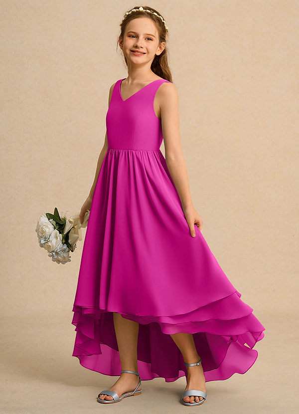 Azazie Kitten Girl Vestidos de Niña de Flores Vestido de Fucsia de Gasa de Corte En A image1