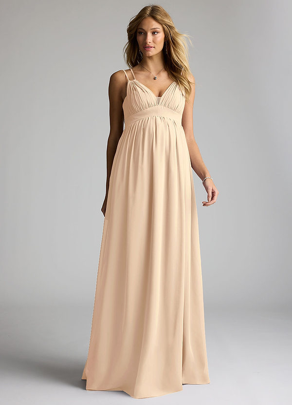 Azazie Emree Maternity Bridesmaid Dresses A-Line Chiffon Floor-Length Dress image1