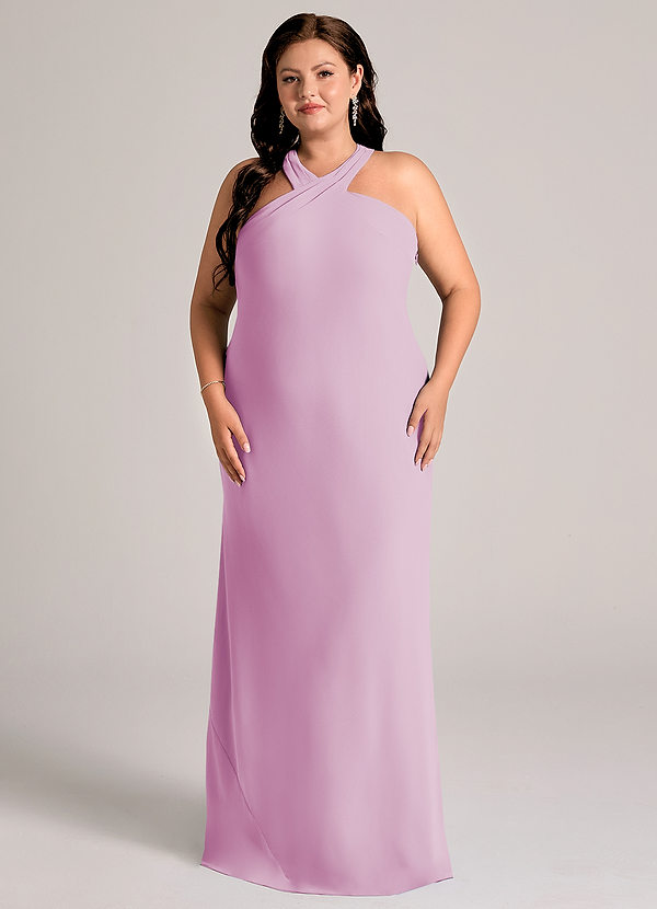 Azazie Doretta Suknie dla druhen Syrena Pofałdowany Szyfon Do ziemi Sukienka image1