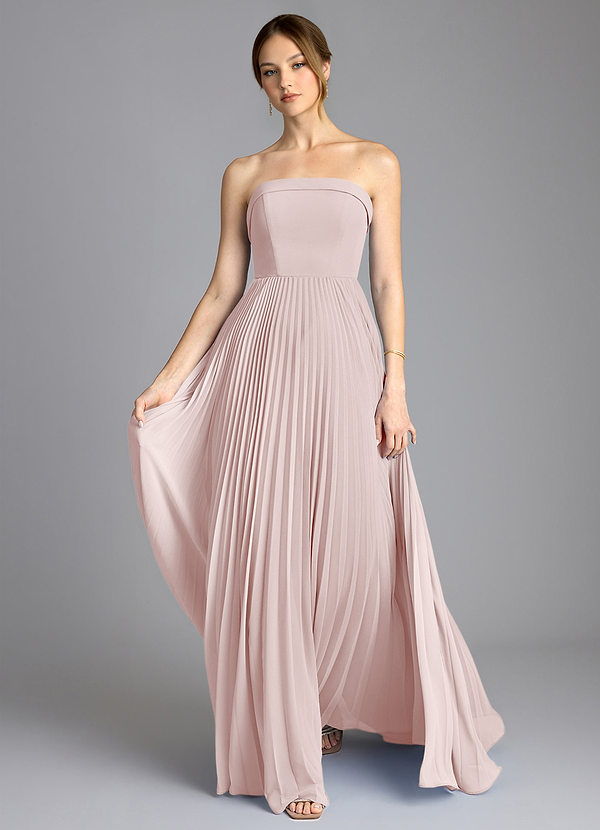 Azazie Mariana Bridesmaid Dresses Blushing Pink A-Line Strapless Chiffon Dress image1