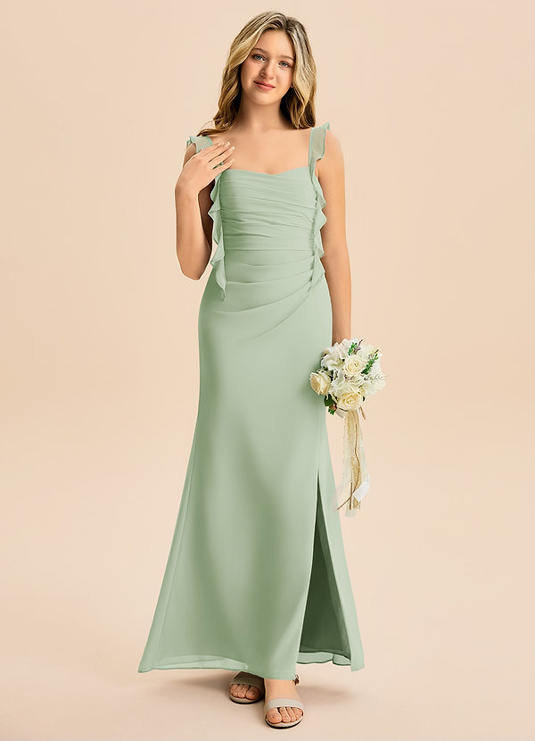 Azazie Jessamine Junior Dusty Sage Mermaid Sweetheart Neckline Chiffon Dress image1