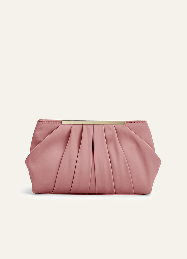 front Matchande färg Stretch Satin Plisserad Clutch