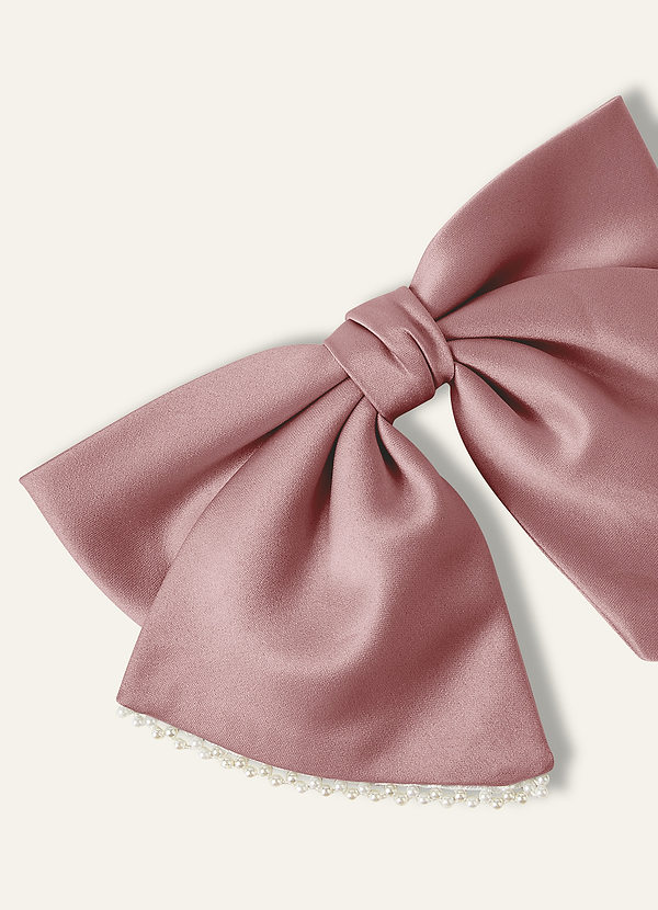 front Matching Color Satin Pearl Bow Hair Clip