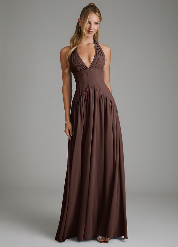 Alicia Bridesmaid Dresses Ganache A-Line Pleated Chiffon Dress image1
