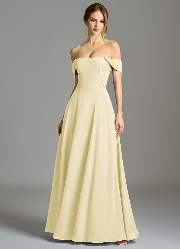 Azazie Oasis Brudtärneklänningar Klä av A-Linje i Chiffong med fickor Citronsorbet image1