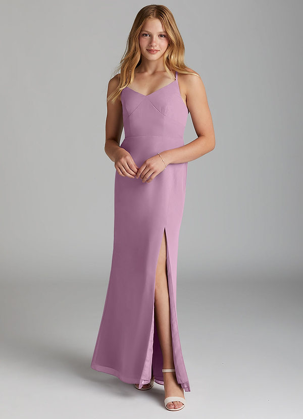 Azazie Becca Junior Robe Sirène en Mousseline de soie Glycine image1