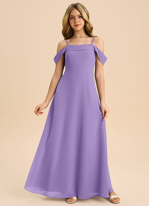Azazie Anselie Junior Tahiti A-Line Off the Shoulder Chiffon Dress image1