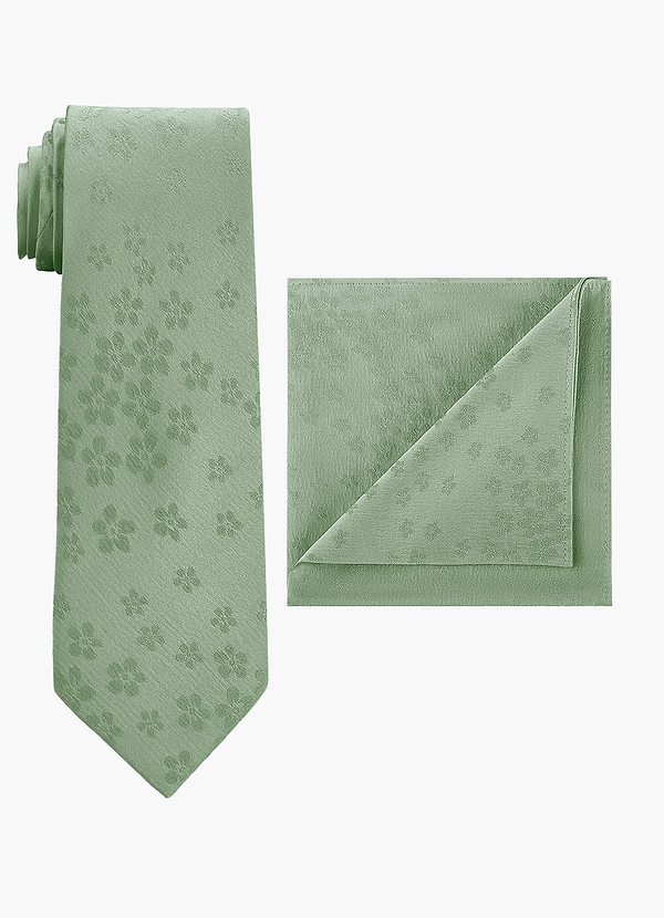 front Conjunto de corbata ancha y pañuelo de bolsillo en jacquard
