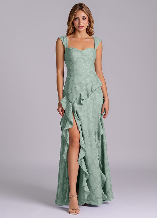 Sloane Bridesmaid Dresses Agave A-Line Sweetheart Neckline Floral Burnout Dress image1
