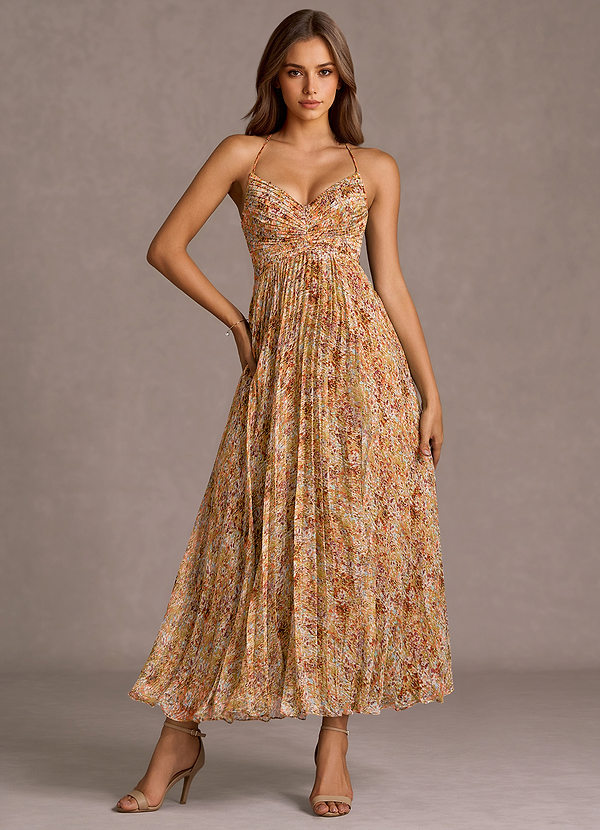 Olivienne Orange Floral Maxi Dress image1