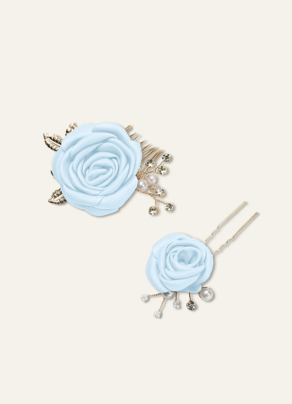 front Matching Color Matte Satin Rose Hairpin Set