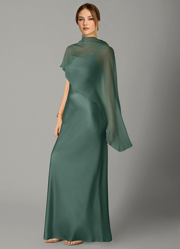 Azazie Jaleesa Bruidsmeisjes Jurken Jurk van Stretch Satijn met A-Lijn Hoge Kraag Eucalyptus image1