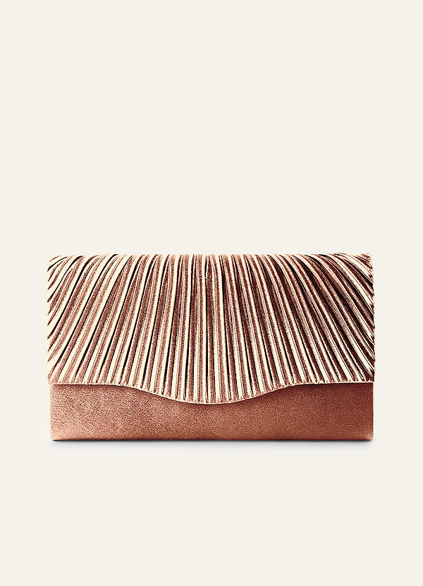 front Bijpassende kleur geplooide metallic satijnen envelop clutch