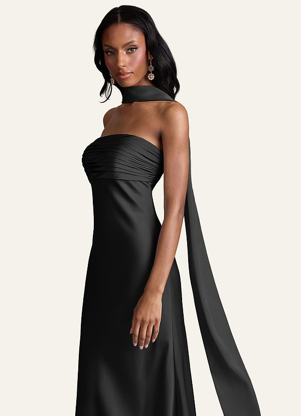 front Azazie Bufanda de satén elástico de color a juego