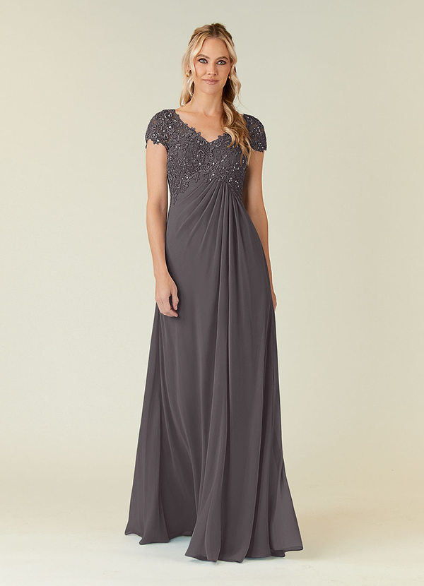 Azazie Jet Mother of the Bride Dresses A-Line Sequins Chiffon Floor-Length Dress image1
