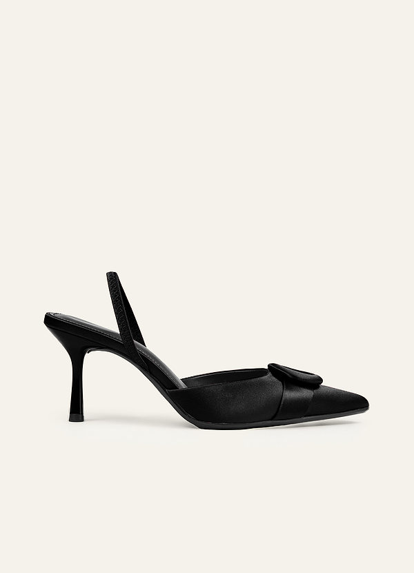 front Slingback-pumps med stilett och satinspänne
