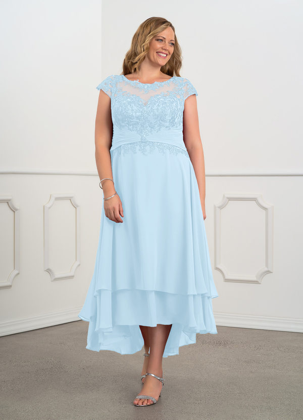 Cicinia Sky Blue Plus Size Mother Of The Bride Dress Long Chiffon Sheath Floor Length Flowy