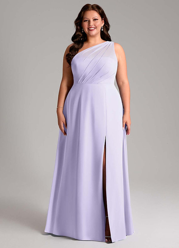 Azazie Phaedra Bridesmaid Dresses Lilac A-Line One Shoulder Chiffon Dress image1