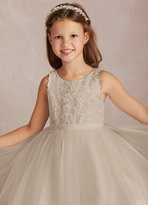 Azazie Calla Flower Girl Dresses Frost Ball-Gown Lace Tulle Dress image1