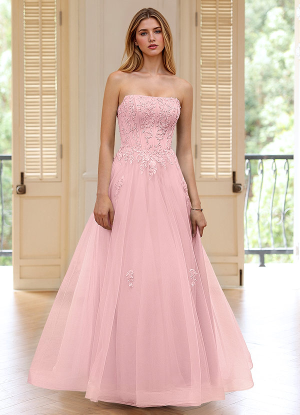 Pipery Pink Corset Glitter-Tulle Ruffles Prom Dress image1