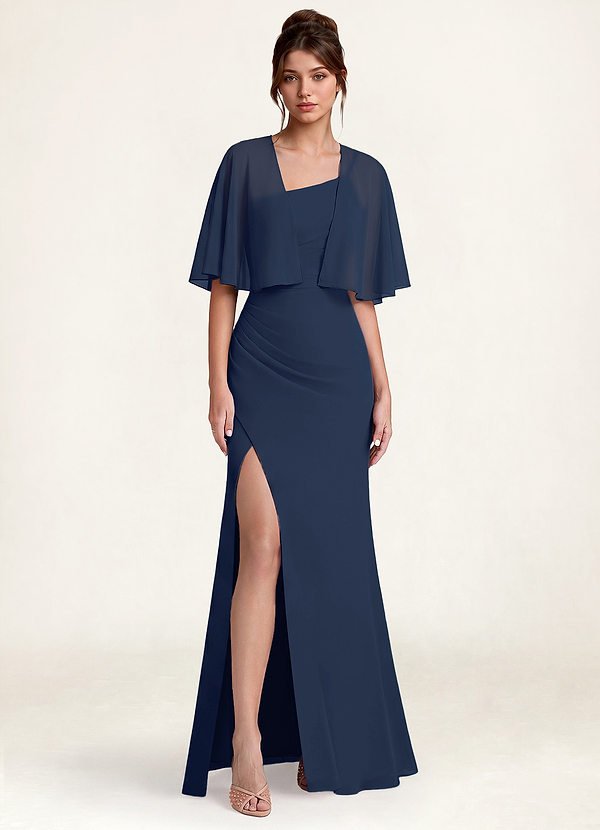front Azazie Matching Color Chiffon Short Cape Shawl