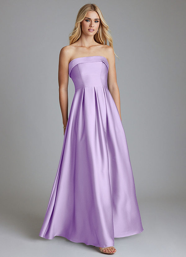 Azazie Lucienne Bridesmaid Dresses Lilac A-Line Strapless Stretch Satin Convertible Dress image1