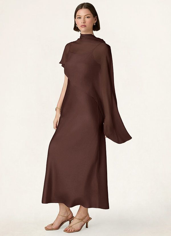 front Azazie Matching Color Chiffon Bias Cut Cape